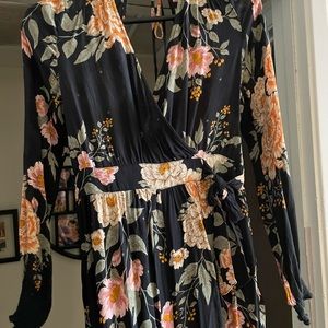 Black and floral long sleeve and pants jumper
